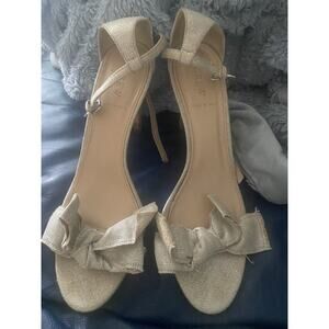J Crew High Heel Sandals Shoes Linen Bow Women's Size 10 Taupe